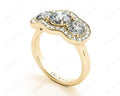 Round Cut Halo Trilogy Diamond Engagement Ring with Pave Set Side Stone In 18K Yellow - DG & Co. Jewellery