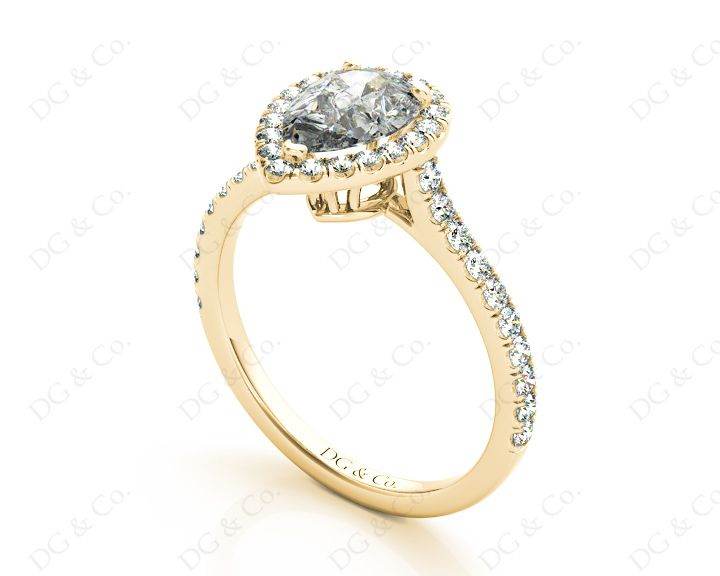 Pear Cut Halo Diamond Engagement Ring with Claw Set Centre Stone - 18K Yellow - DG & Co. Jewellery