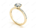 Round Cut Four Claws Diamond Engagement Ring with Pave Set Side Stones - 18K Yellow - DG & Co. Jewellery