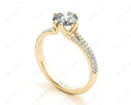 Round Cut Six Prongs Diamond Ring with Pave Set Split Band - 18K Yellow - DG & Co. Jewellery