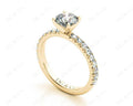 Round cut claw set diamond ring with pave set side stone - 18K Yellow - DG & Co. Jewellery
