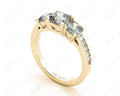 Cushion Cut Trilogy Ring with Channel Set Shoulder Diamonds - 18K Yellow - DG & Co. Jewellery