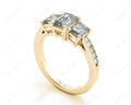 Emerald Cut Trilogy Ring with Channel Set Shoulder Diamonds - 18K Yellow - DG & Co. Jewellery