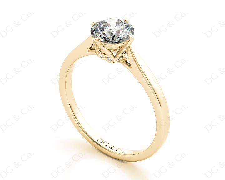 Art Deco Solitaire Round Cut Four Claw Diamond Ring - 18K Yellow - DG & Co. Jewellery