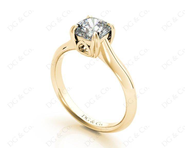 Cushion Cut Classic Four Claws Diamond Engagement Ring - 18K Yellow - DG & Co. Jewellery