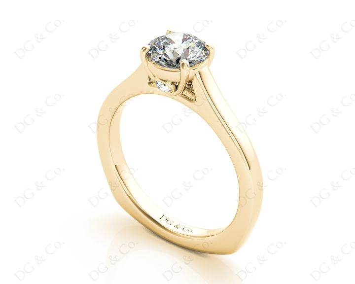 Round Cut Solitaire Diamond Engagement Ring with Four Prong set centre stone - 18K Yellow - DG & Co. Jewellery