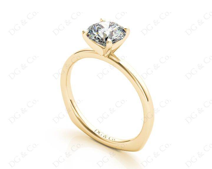 Round Cut Solitaire Four Claws Diamond Ring in 18K Yellow - DG & Co. Jewellery
