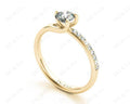 Round Cut Three Claws Diamond Ring with Pave Set Side Stones in 18K Yellow - DG & Co. Jewellery