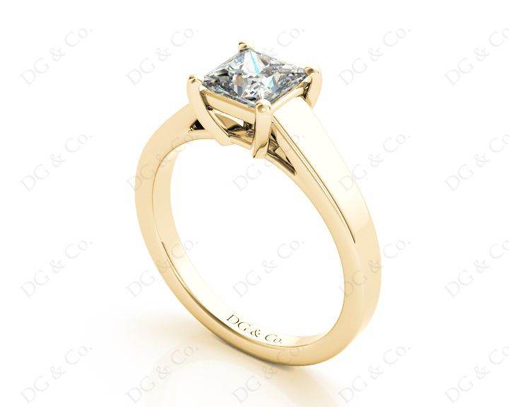 Princess Cut Solitaire Diamond Engagement Ring with 4 Claw Set centre stone - 18K Yellow - DG & Co. Jewellery