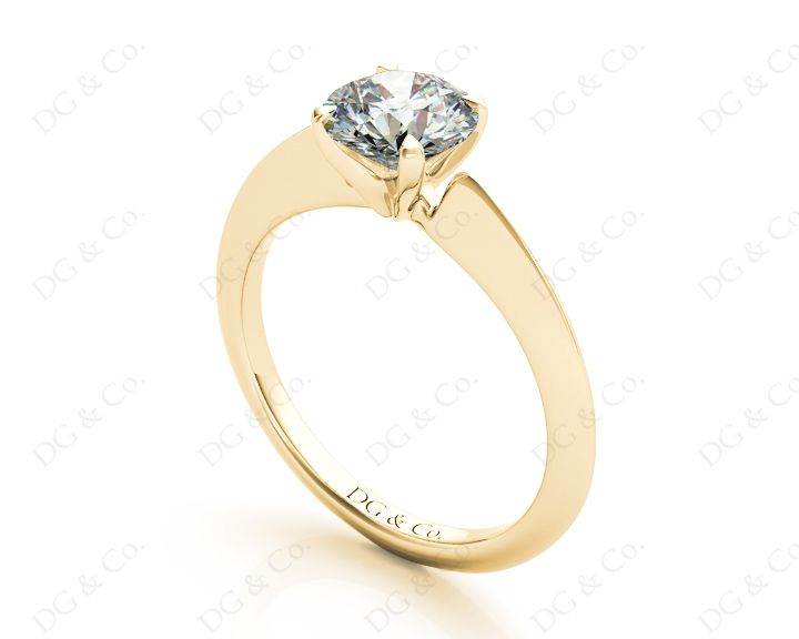 Round Cut Solitaire Diamond Engagement Ring with Four Prong set centre stone and a Knife Edge Band in 18K Yellow - DG & Co. Jewellery