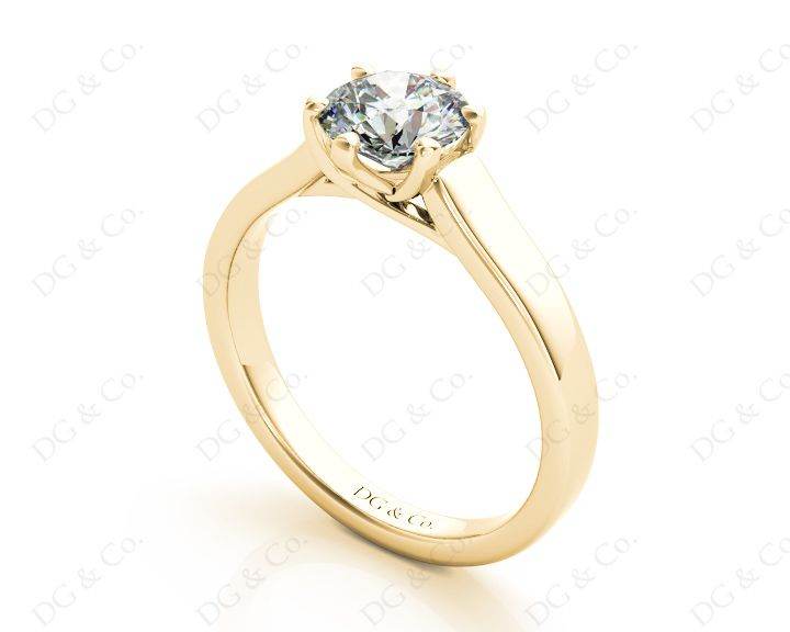 Round Cut Diamond Engagement Ring with Six Prong set centre stone in 18K Yellow - DG & Co. Jewellery