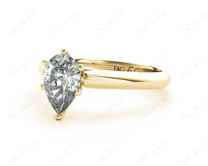 Pear Cut Solitaire Diamond Engagement Ring in six claw setting - 18K Yellow - DG & Co. Jewellery
