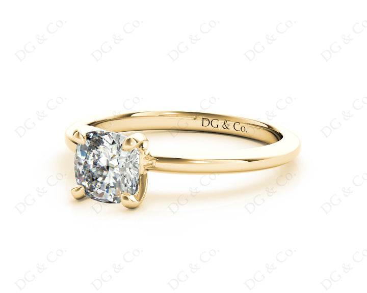 Cushion Cut Classic Four Claw Diamond Solitaire Ring - 18K Yellow - DG & Co. Jewellery