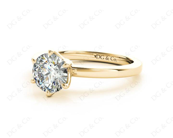 Round Cut Diamond Engagement Ring with Claw set centre stone - 18K Yellow - DG & Co. Jewellery