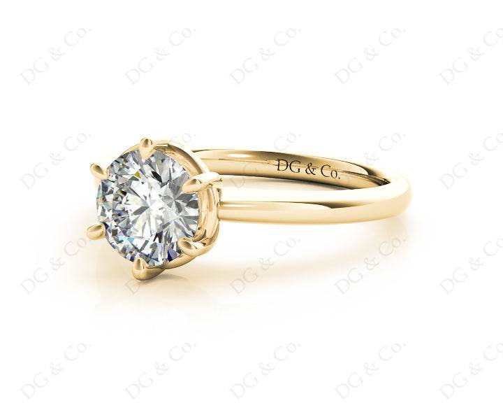 Round Cut Diamond Engagement Ring with Claw set centre stone - 18K Yellow - DG & Co. Jewellery