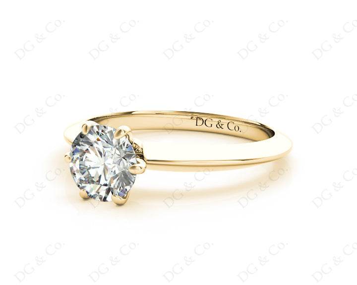 Round Cut Classic Six Claw Diamond Engagement Solitaire Ring - 18K Yellow - DG & Co. Jewellery