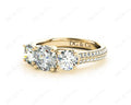 Round Cut Trilogy Diamond Engagement ring with claw set center stone - 18K Yellow - DG & Co. Jewellery