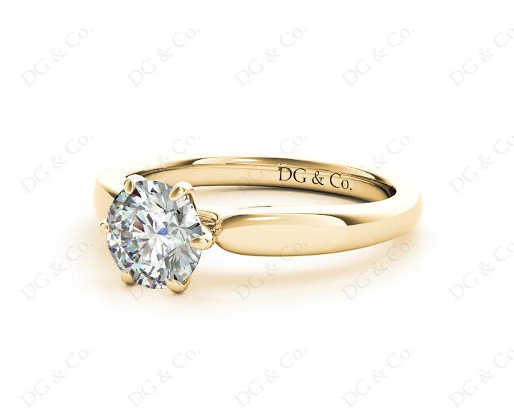 Round Cut Classic Six Claws Diamond Solitaire Ring - 18K Yellow - DG & Co. Jewellery