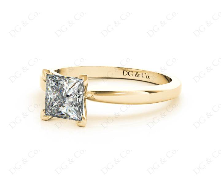 Princess Cut Diamond Engagement Ring with Claw set centre stone in 18K Yellow - DG & Co. Jewellery
