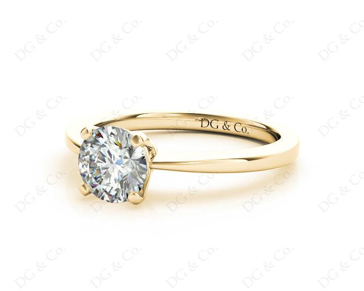 Unique Round Cut Classic Four Claws Diamond Solitaire Engagement Ring - 18K Yellow - DG & Co. Jewellery