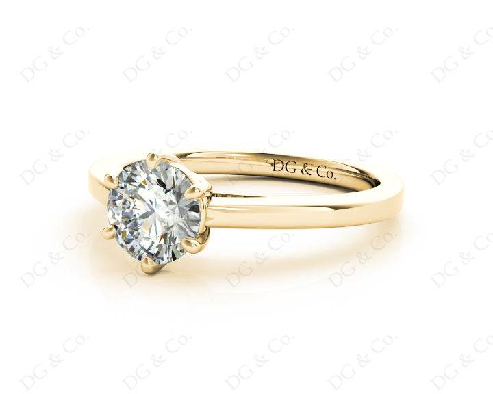 Round Cut Classic Six Claws Diamond Solitaire Ring - 18K Yellow - DG & Co. Jewellery