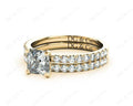 Princess cut diamond wedding set rings four claws setting With Pave Setting Side Stones - 18K Yellow - DG & Co. Jewellery
