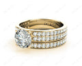 Round Cut Diamond Wedding Set Rings with Pave Setting Side Stones in 18K Yellow - DG & Co. Jewellery