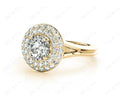Round Cut Double Halo Plain Band Diamond Engagement ring with claw set centre stone - 18K Yellow - DG & Co. Jewellery