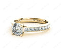 Cushion Cut Four Claws Set Diamond Ring with Channel Set Side Stones - 18K Yellow - DG & Co. Jewellery