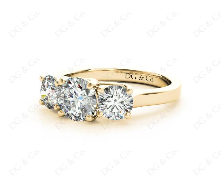 Round Cut Diamond Trilogy Cross Over Ring Setting - 18K Yellow - DG & Co. Jewellery