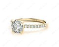 Round Cut Four Claws Diamond Ring with channel Set Side Stones - 18K Yellow - DG & Co. Jewellery
