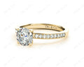 Round Cut Four Claws Diamond Engagement Ring with Pave Set Side Stones - 18K Yellow - DG & Co. Jewellery