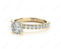 Round cut claw set diamond ring with pave set side stone - 18K Yellow - DG & Co. Jewellery