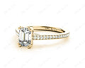 Emerald Cut Four Prongs Diamond Ring with Channel Set Side Stones - 18K Yellow - DG & Co. Jewellery