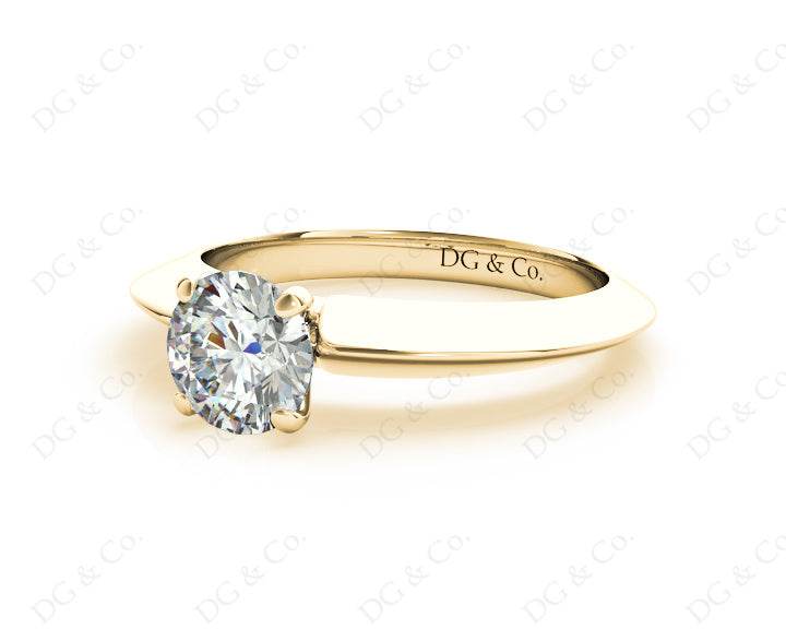 Round Cut Classic Four Claws Diamond Solitaire Ring - 18K Yellow - DG & Co. Jewellery