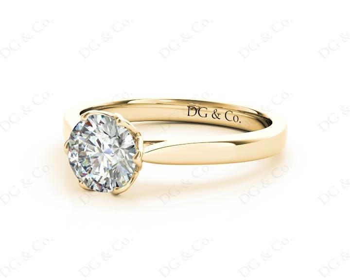 Round Cut Diamond Six Claw Solitaire Ring - 18K Yellow - DG & Co. Jewellery