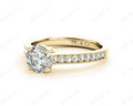 Round Cut Four Claw Set Milgrain Diamond Engagement Ring With Pave Side Stones - 18k Yellow - DG & Co. Jewellery