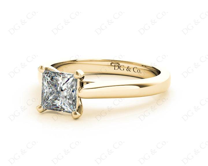Princess Cut Diamond Engagement Ring with Claw set centre stone - 18K Yellow - DG & Co. Jewellery