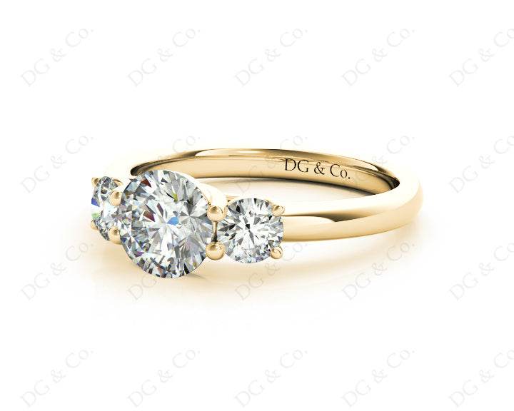 Trilogy Cross Over Four Claw Round Cut Diamond Ring Setting - 18K Yellow - DG & Co. Jewellery