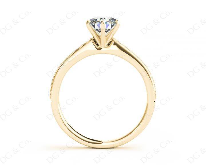Round Cut Six Claw Set Diamond Ring with Round cut Diamonds in 18K Yellow - DG & Co. Jewellery