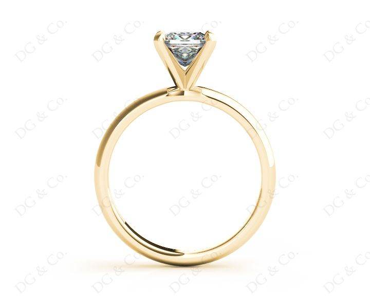Princess Cut Classic Four Claw Diamond Solitaire Ring with Half Round Edge Shoulders - 18K Yellow - DG & Co. Jewellery