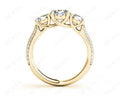 Round Cut Trilogy Diamond Engagement ring with claw set center stone - 18K Yellow - DG & Co. Jewellery