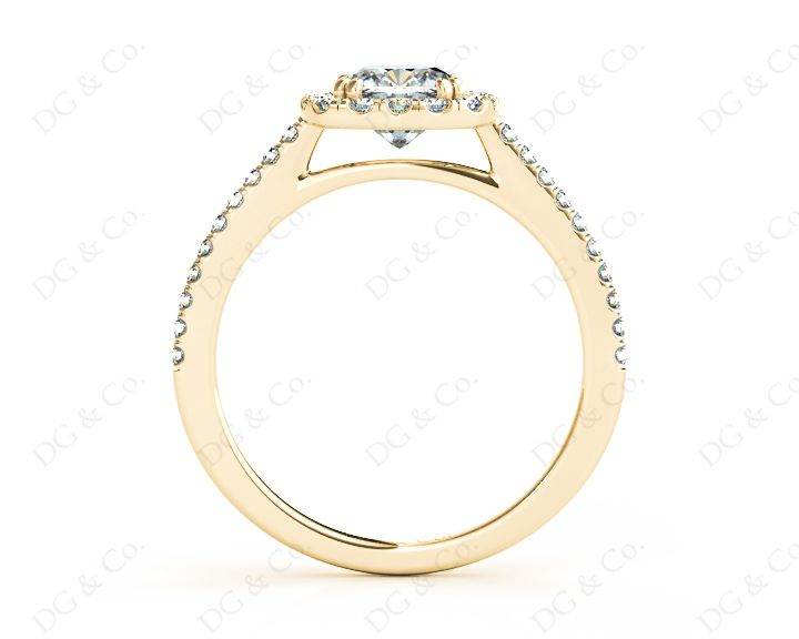 Cushion Cut Halo Diamond Engagement Ring with Claw Set Centre Stone - 18K Yellow - DG & Co. Jewellery