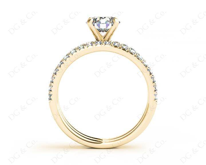 Round Cut Diamond Engagement ring with claw set centre stone - 18K Yellow - DG & Co. Jewellery