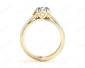 Round Cut Four Claw Set Diamond Ring with Pave Set Diamonds on the Band - 18K Yellow - DG & Co. Jewellery
