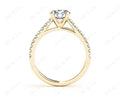 Round Cut Four Claws Diamond Ring with Pave Set Side Stones - 18K Yellow - DG & Co. Jewellery