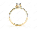 Round Cut Twist band claw set diamond with grain set side stone in 18K Yellow - DG & Co. Jewellery