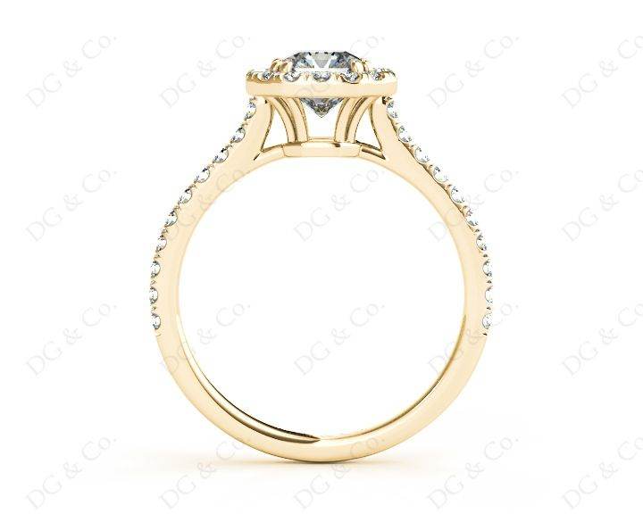 Cushion Square Cut Halo Diamond Engagement Ring with Claw Set Centre Stone - 18K Yellow - DG & Co. Jewellery