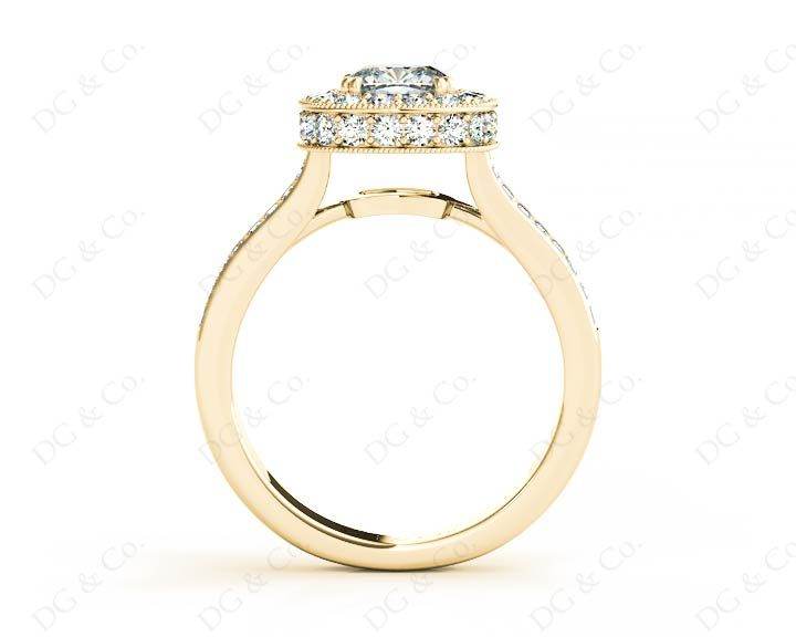 Cushion Cut Halo Ring with Milgrain claw set centre stone - 18K Yellow - DG & Co. Jewellery