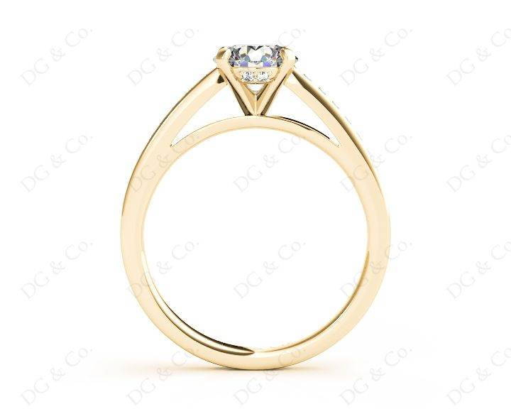 Round Cut Claw Set Diamond Ring with Share Prongs Set Side Stones - 18K Yellow - DG & Co. Jewellery